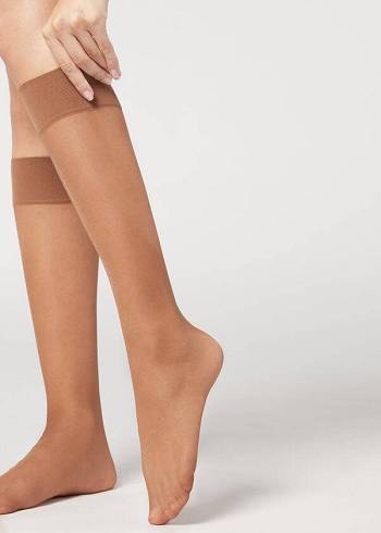 Calzedonia 20 Denier Bekvämlighet Cuff Knee-Highs Sheer Strumpor Dam Kaffe | SE1892VD