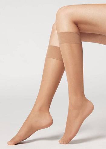 Calzedonia 20 Denier Bekvämlighet Cuff Knee-Highs Long Strumpor Dam Bruna | SE1964JJ