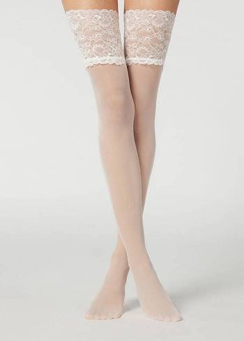 Calzedonia 20 Denier Opaque Thigh-Highs Strumpor Dam Vita | SE2951HK