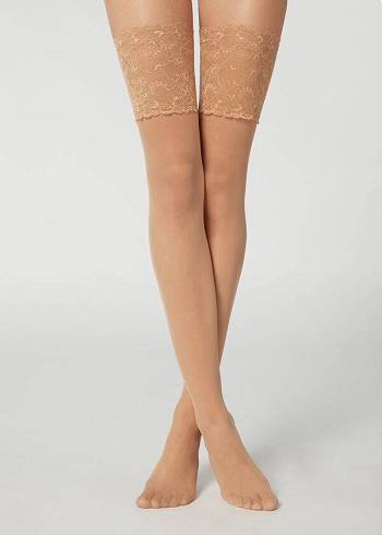 Calzedonia 20 Denier Opaque Thigh-Highs Strumpor Dam Bruna | SE2953FM