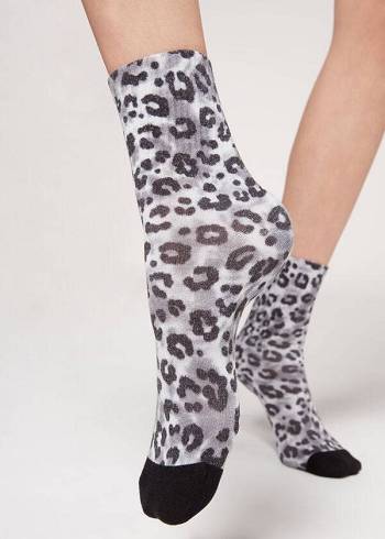 Calzedonia Animal Print Korta Strumpor Dam Silver | SE1855SO