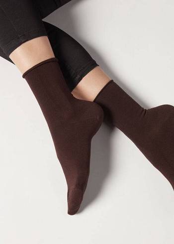 Calzedonia Ankle with Cashmere Korta Strumpor Dam Bruna | SE1851IS