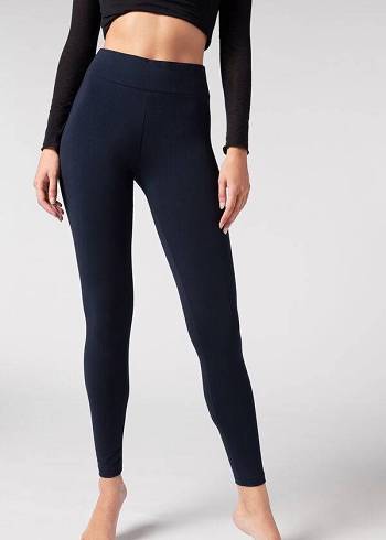 Calzedonia Bomull Leggings Dam Blå | SE1553CE