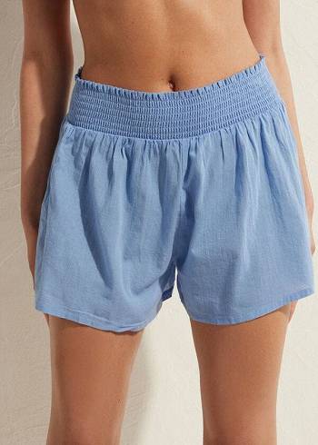 Calzedonia Bomull Shorts Cover Ups Dam Blå | SE2073CE