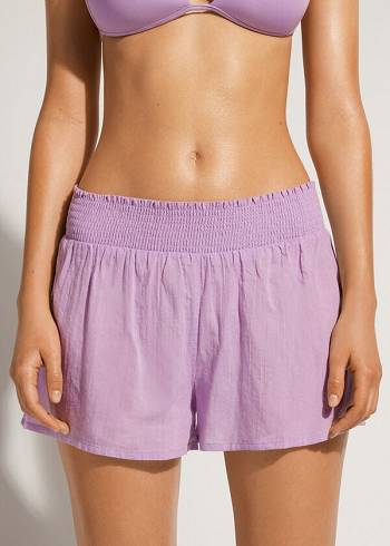 Calzedonia Bomull Shorts Cover Ups Dam Lila | SE2071ZG