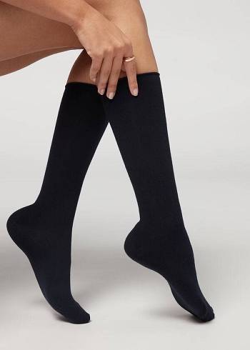 Calzedonia Cashmere Blend 3/4 Long Strumpor Dam Blå | SE1955IS