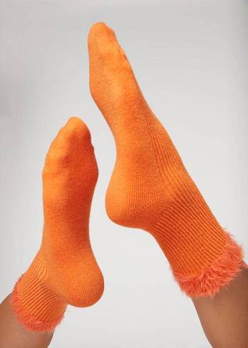 Calzedonia Cashmere Korta with Soft Trim Strumpor Dam Orange | SE1832GL