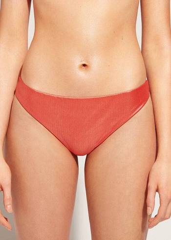 Calzedonia Coated-Effect Antigua Bikiniunderdel Dam Korall Orange | SE2829CE