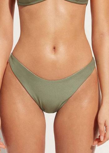 Calzedonia Coated-Effect High-Cut Brazilian Antigua Bikiniunderdel Dam Gröna | SE2828VD