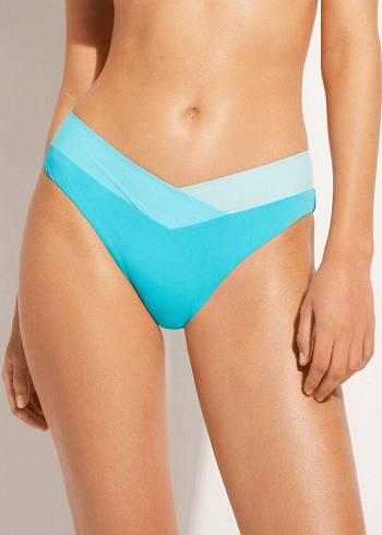 Calzedonia Color Block Azzorre Bikiniunderdel Dam Turkos Gröna | SE2821RW