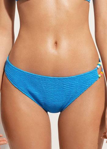 Calzedonia Crinkled San Diego Bikiniunderdel Dam Blå | SE2816OR