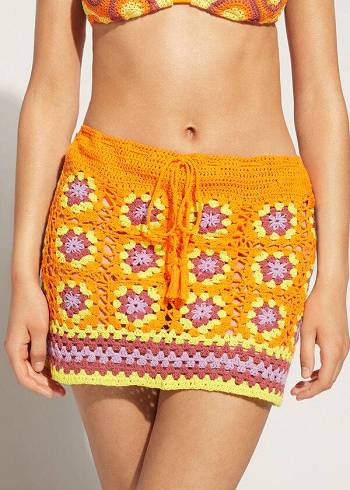 Calzedonia Crochet Skirt Cover Ups Dam Orange | SE2061PQ