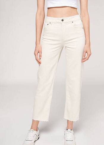 Calzedonia Cropped Hetero-Leg Jeans Dam Vita | SE1626JJ