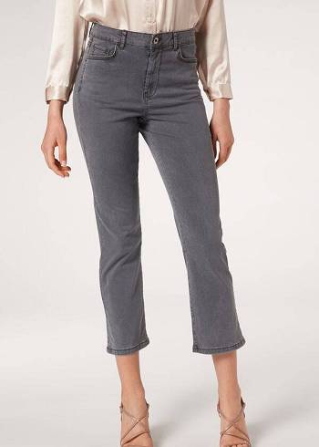 Calzedonia Eco Light Flared Cropped Denim Jeans Dam Grå | SE1620AP