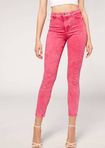 Calzedonia Faded Mager Push-Up Jeans Dam Rosa | SE1602LH