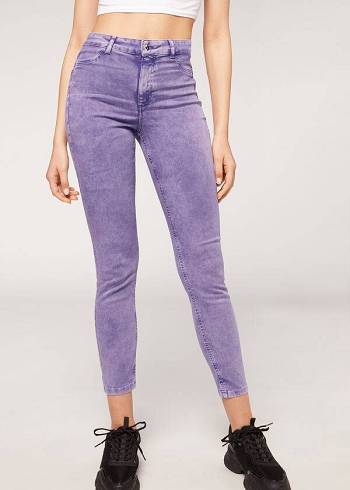 Calzedonia Faded Mager Push-Up Jeans Dam Lila | SE1603ZG