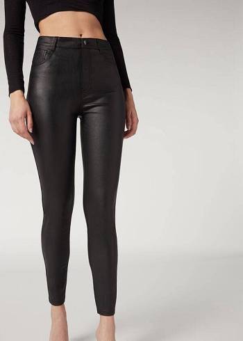 Calzedonia Faux Läder Mager Leggings Dam Svarta | SE1548JJ