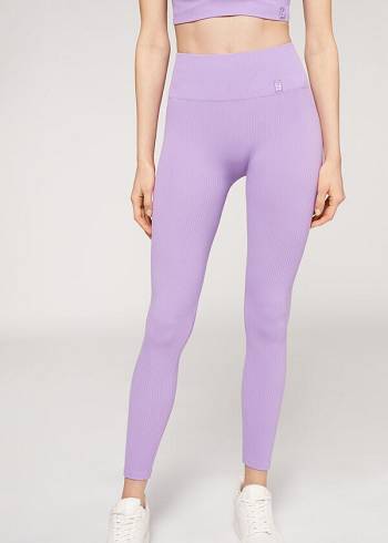 Calzedonia Fine Räfflad Seamless Sport Leggings Dam Lila | SE1541PQ