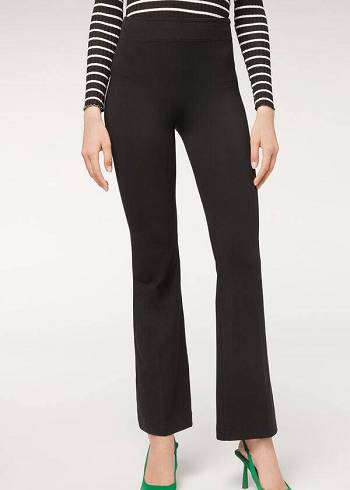 Calzedonia Flared in Supima Ultra Light Bomull Leggings Dam Svarta | SE1537YU