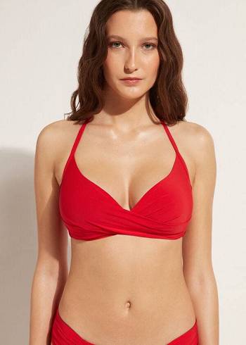 Calzedonia Graduated Soft Crisscross Vadderad Triangle Indonesia Bikinitoppar Dam Röda | SE2432BC