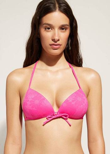 Calzedonia Graduated Vadderad Triangle Antibes Bikinitoppar Dam Rosa | SE2463LH