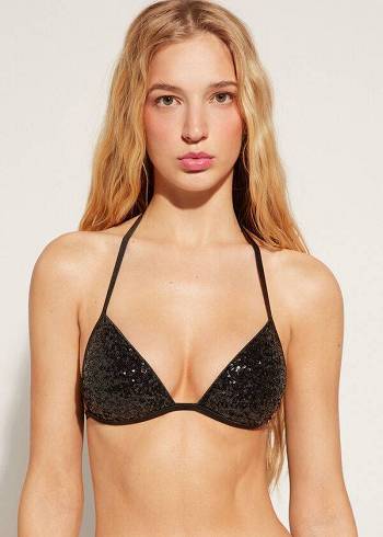 Calzedonia Graduated Vadderad Triangle Cannes Bikinitoppar Dam Svarta | SE2458BC