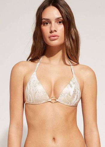 Calzedonia Graduated Vadderad Triangle Melbourne Bikinitoppar Dam Guld | SE2446PQ