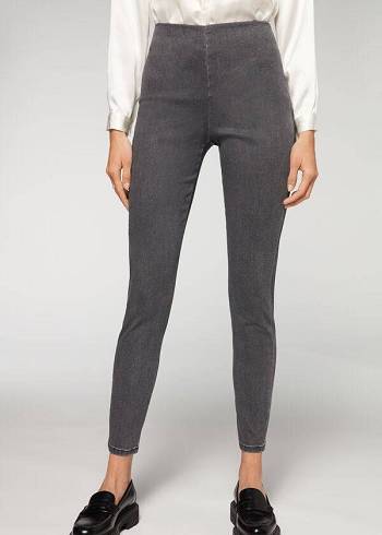 Calzedonia High Midja Mager Denim Leggings Dam Grå | SE1535RW