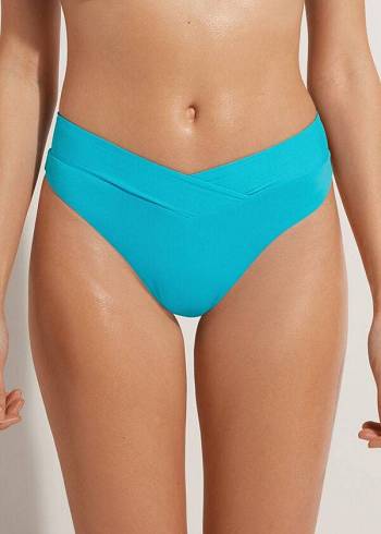 Calzedonia High-Midja V-Cut Brazilian Indonesia Bikiniunderdel Dam Turkos | SE2727QZ