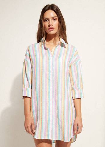 Calzedonia Linen Shirt Cover Ups Dam Olika Färger | SE2102NB