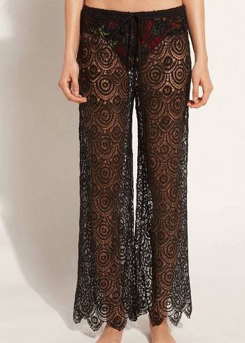 Calzedonia Long Crochet Pants Cover Ups Dam Svarta | SE2058UT