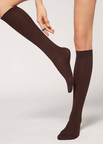 Calzedonia Long Räfflad Cashmere Strumpor Dam Bruna | SE1946NB