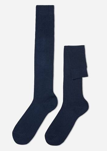 Calzedonia Long with Cashmere Strumpor Herr Marinblå | SE1405RW