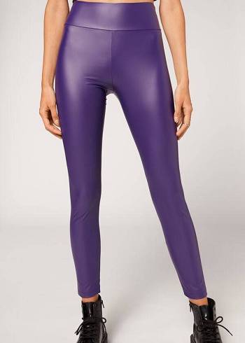 Calzedonia Läder Effect Leggings Dam Lila | SE1525ZG