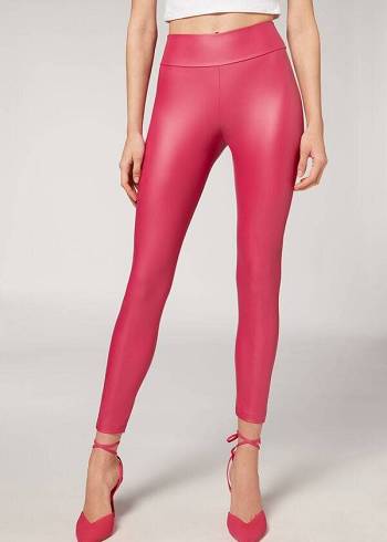 Calzedonia Läder Effect Leggings Dam Rosa | SE1527CE