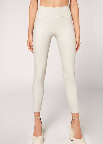 Calzedonia Läder Effect Leggings Dam Vita | SE1526XF