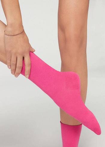 Calzedonia Non-Elastic Bomull Ankle Korta Strumpor Dam Rosa | SE1733ZG