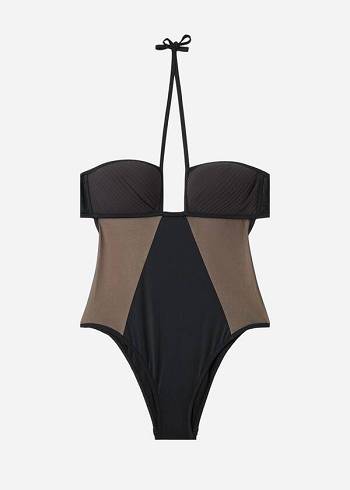 Calzedonia One Piece Tulle Insert Tokyo Baddräkter Dam Svarta | SE2020XF