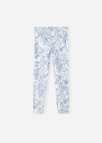 Calzedonia Paisley-Print Denim Leggings Barn Vita Blå | SE1055KI