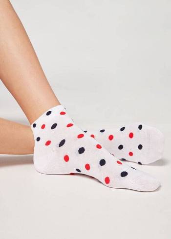 Calzedonia Polka Dot Pattern Korta Strumpor Dam Vita | SE1720UT