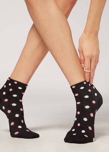 Calzedonia Polka Dot Pattern Korta Strumpor Dam Svarta | SE1722OR