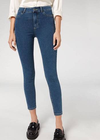 Calzedonia Push-up and soft touch Jeans Dam Blå | SE1581BC