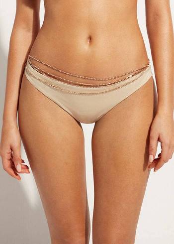 Calzedonia Rhinestone Brazilian Luxor Bikiniunderdel Dam Guld | SE2676UT