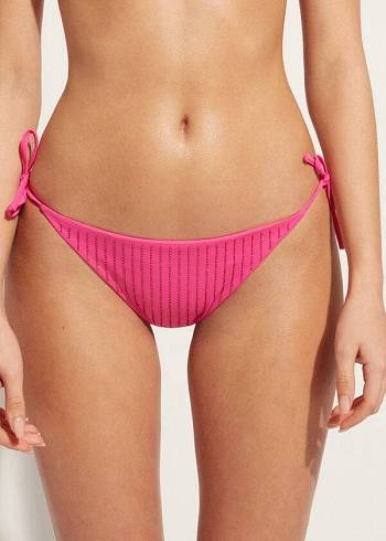 Calzedonia Rhinestone Brazilian String Shanghai Bikiniunderdel Dam Rosa | SE2674OR