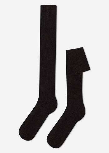 Calzedonia Räfflad Ull and Cashmere Long Strumpor Herr Bruna | SE1415FM