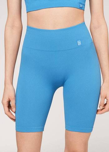 Calzedonia Seamless Gympa Bike Leggings Dam Blå | SE1514OR