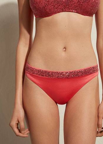 Calzedonia Sequined Cannes Bikiniunderdel Dam Rosa | SE2654EX