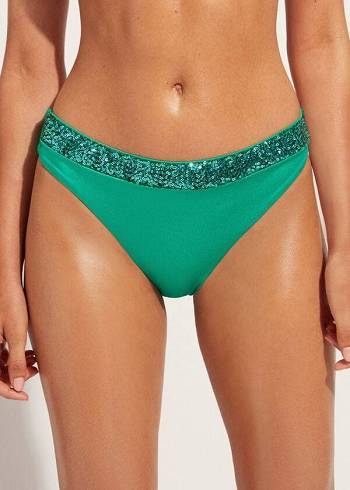 Calzedonia Sequined Cannes Bikiniunderdel Dam Gröna | SE2655WY