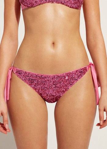 Calzedonia Sequined Side-Tie Cannes Bikiniunderdel Dam Rosa | SE2641HK