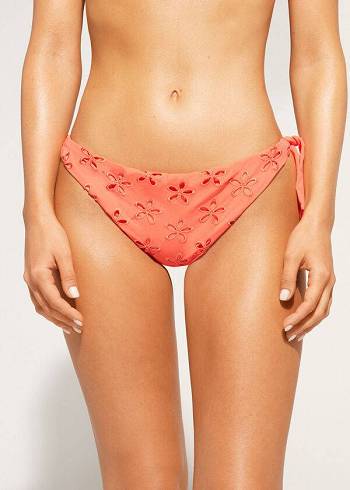 Calzedonia Side Tie Brazilian Corfù Bikiniunderdel Dam Korall Orange | SE2633YU